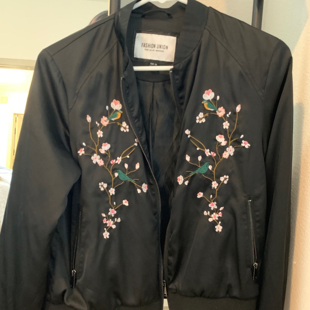 Black silk bomber
